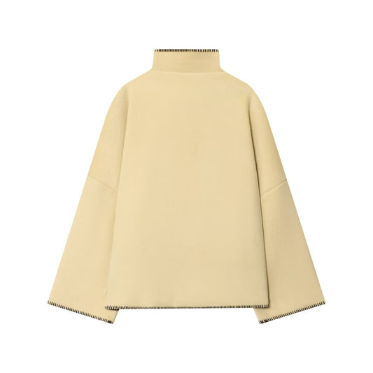 Women's Autumn Turtleneck Single-breasted Long Sleeve Woolen Jackets