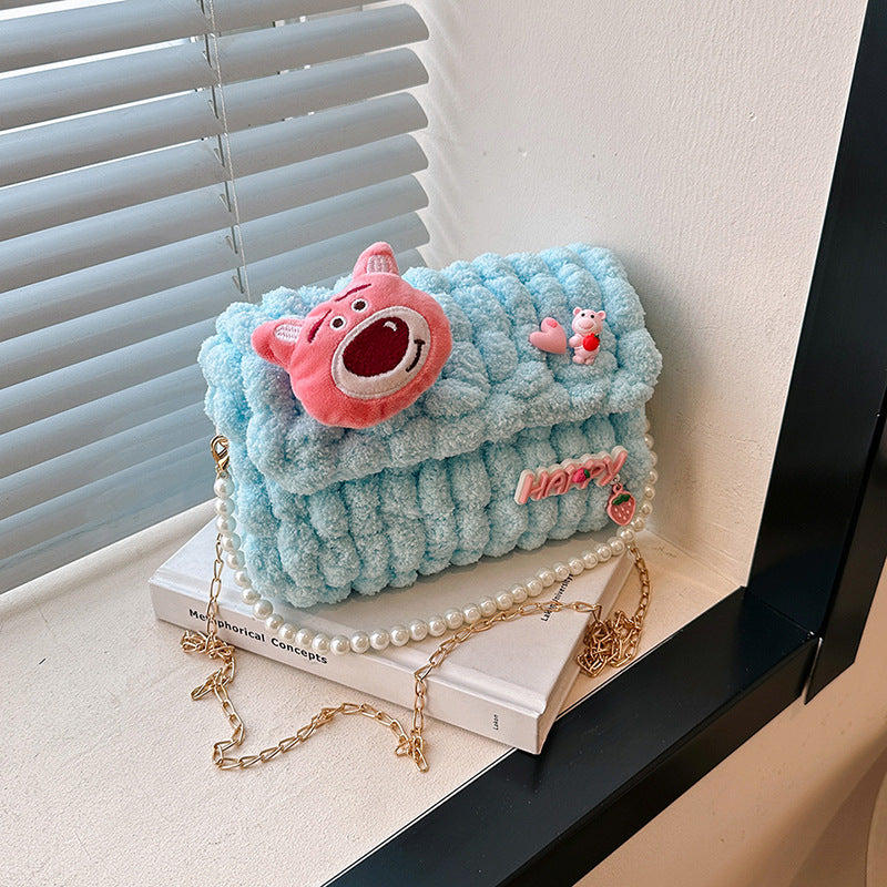 Bear Hand-woven Material Wool Homemade Cute Gift Crossbody Bags