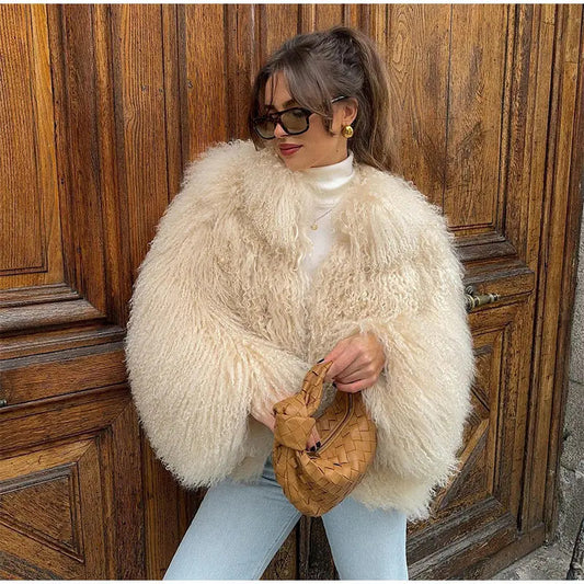 Women's Solid Color Imitation Fur Warm Long Jackets