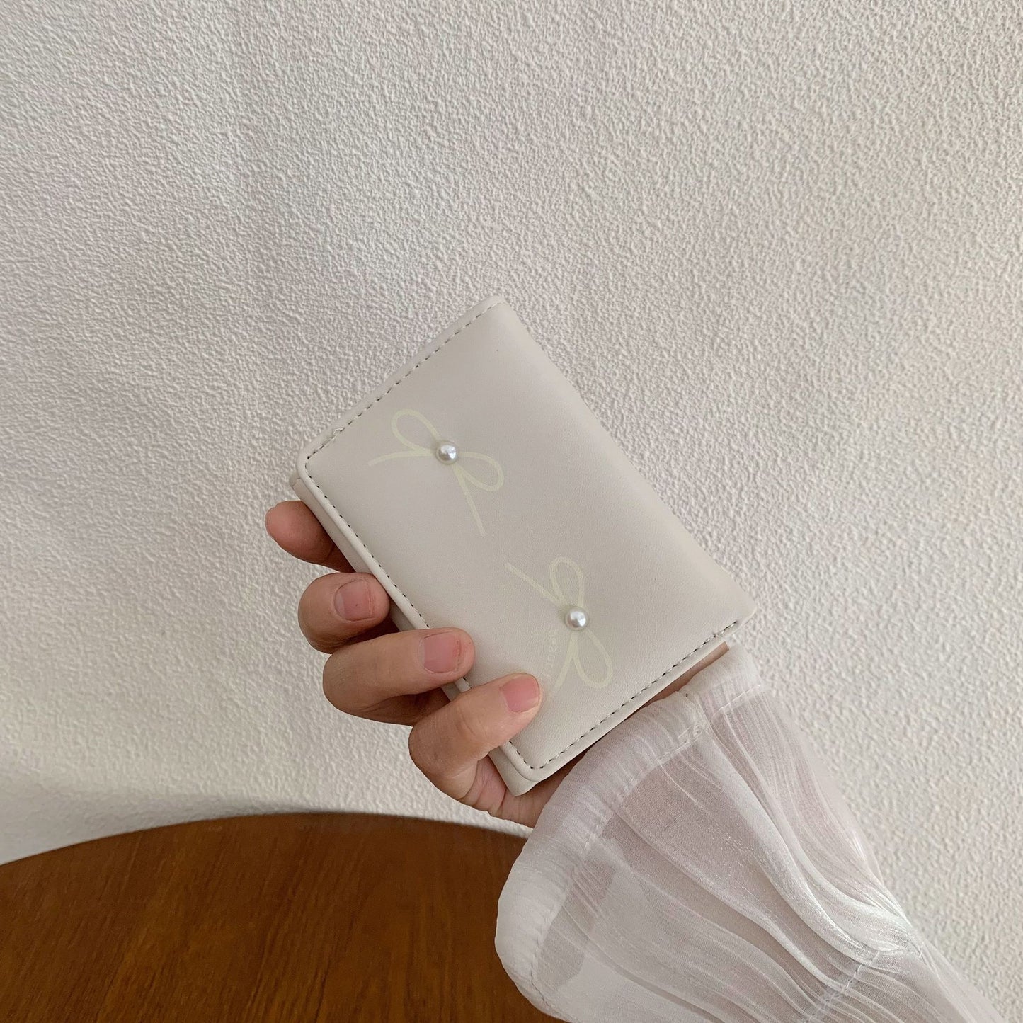 Women's Summer Versatile Bowknot Outing Cute Pearl Ladies Wallets