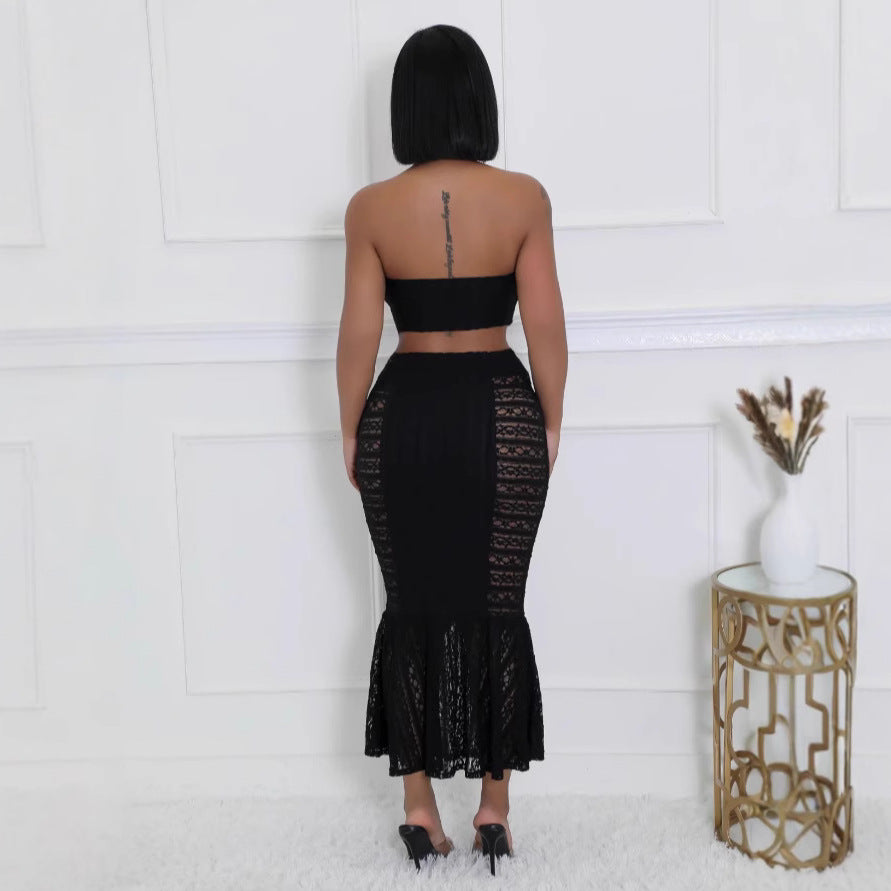 Women's Spring Sexy Tube High Waist Navel Fashion Casual Suit