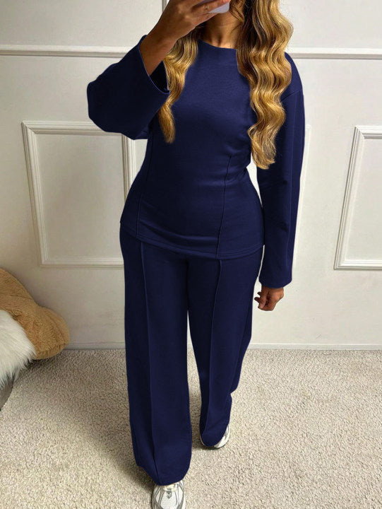 Women's Casual Fashion T-shirt Trousers Two-piece Suits