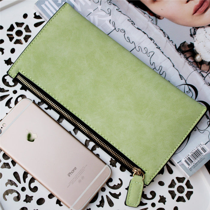 Simple Frosted Long Female Thin Section Zipper Ladies Wallets