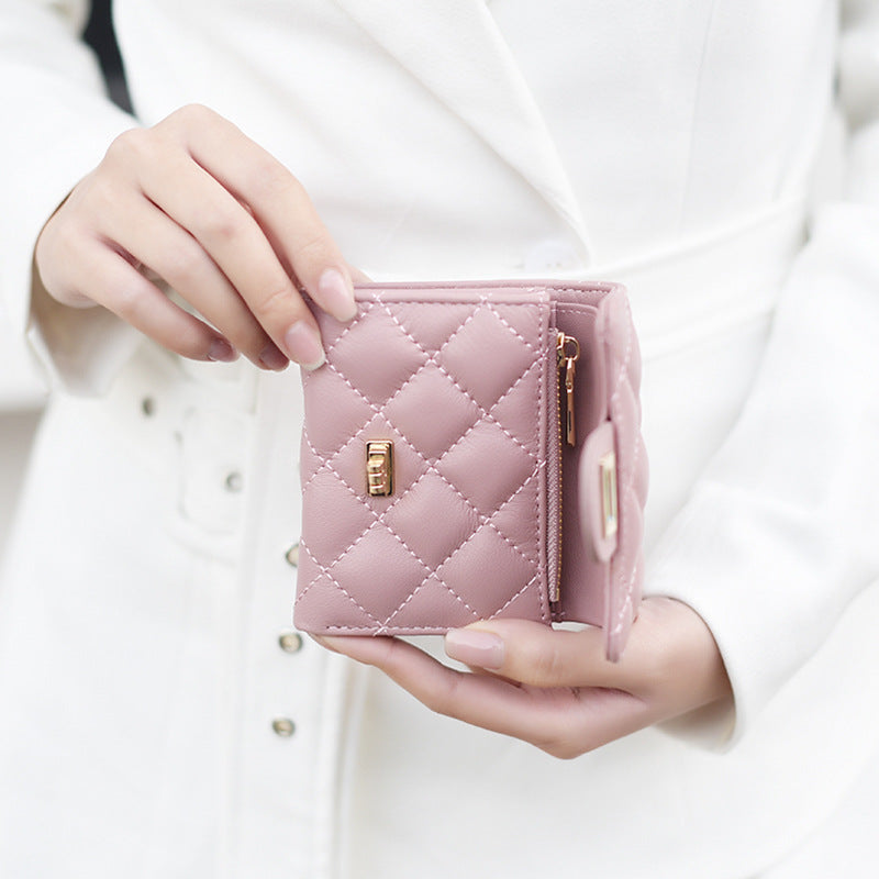 Women's Classic Style Short Simple Rhombus Large Capacity Ladies Wallets