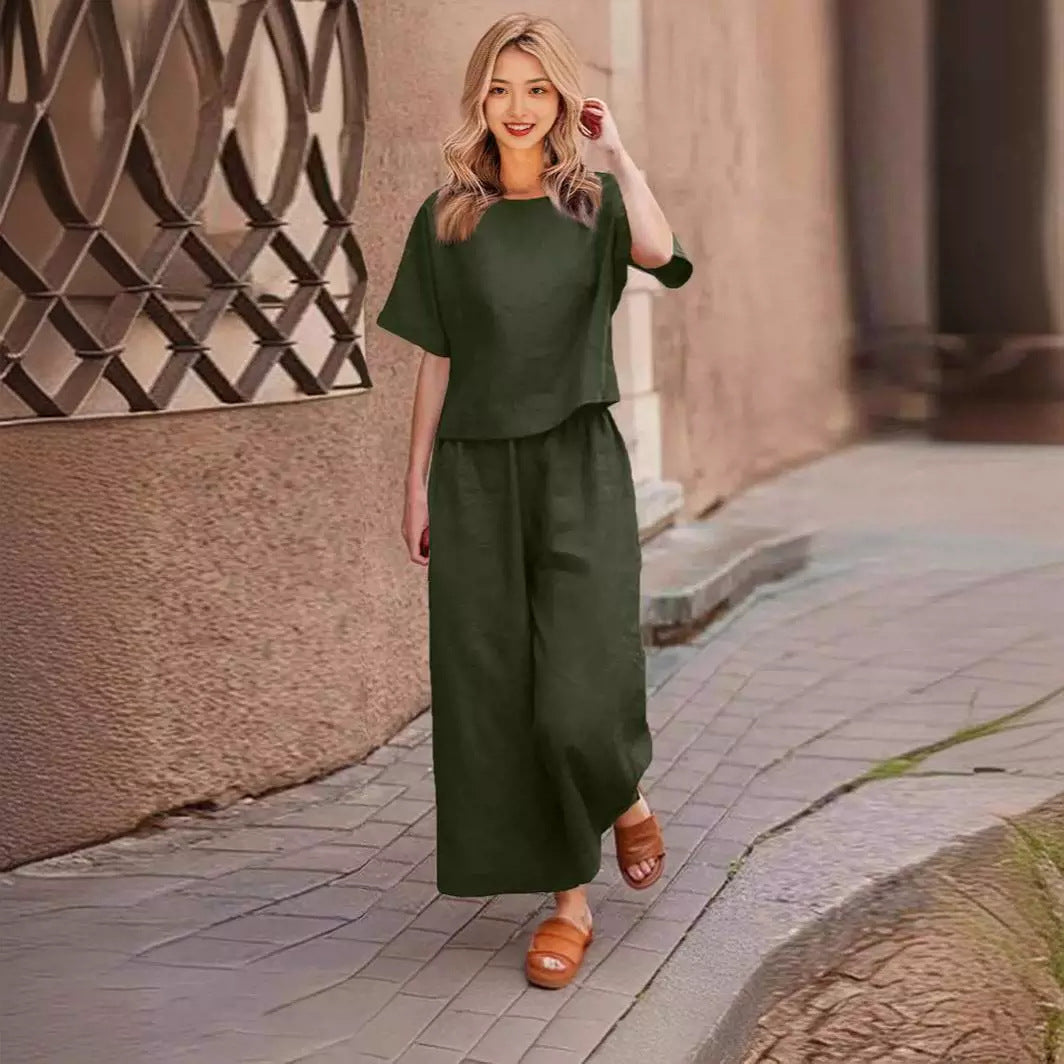 Women's Solid Color Sleeve Temperament Commute Two-piece Fashion Casual Suit