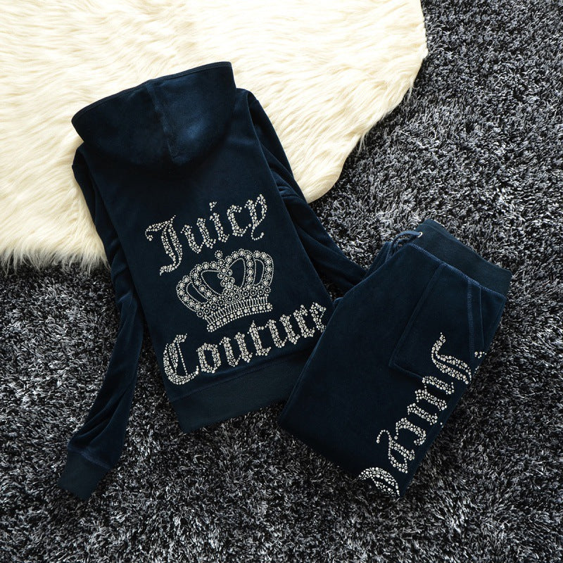 Women's Silk Veet Crown Hot Drilling Lettered Coats