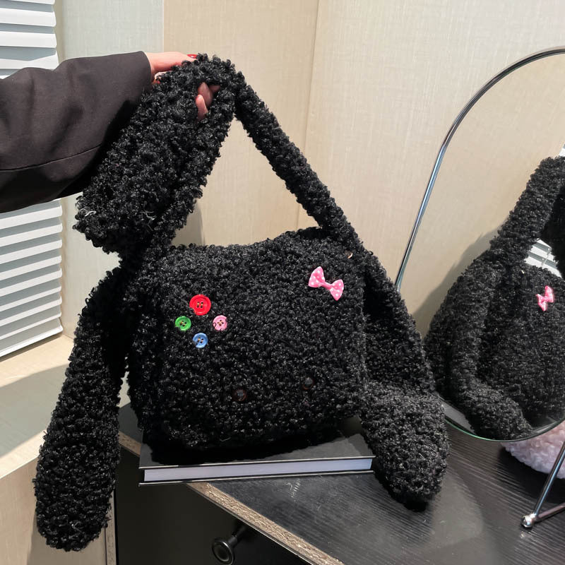 Cartoon Puppy Plush Cute Versatile Large Crossbody Bags
