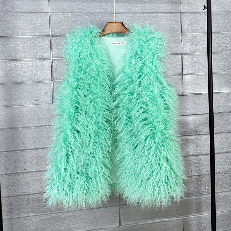 Women's Imitated Tibet Sheep Fur Mid-length Faux Coats