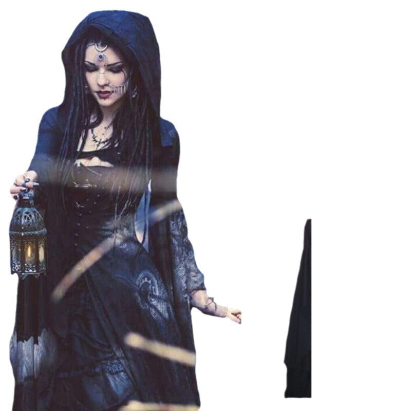 Women's Solid Color Round Neck Long Sleeve Belt Death Dress