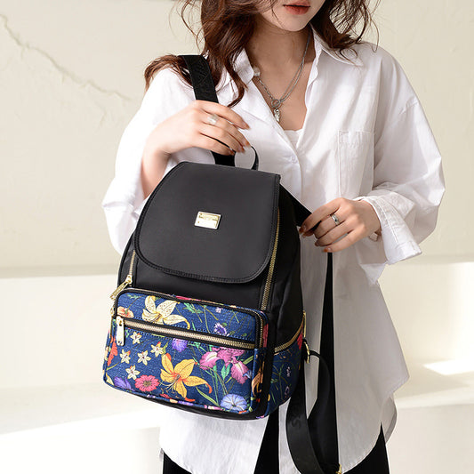 Women's Lightweight Waterproof Nylon Ethnic Style Large Backpacks