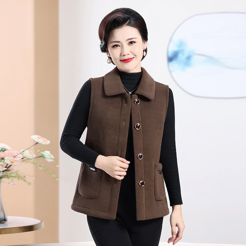 Mother's Thickened Corduroy Veet Padded Loose Vests
