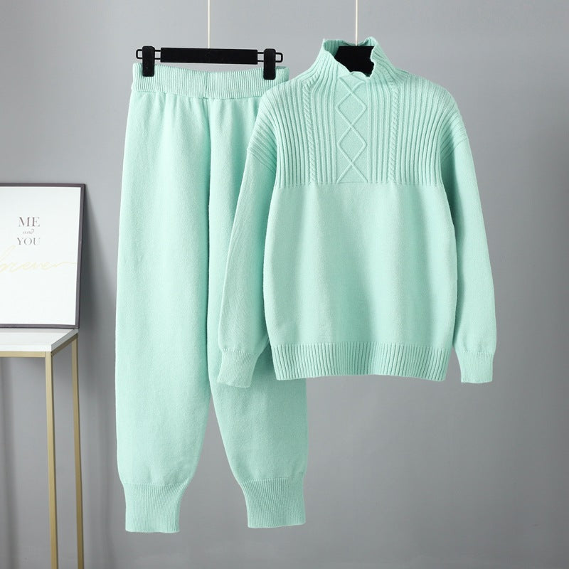 Women's Half Turtleneck Casual Loose Gentle Soft Glutinous Suits