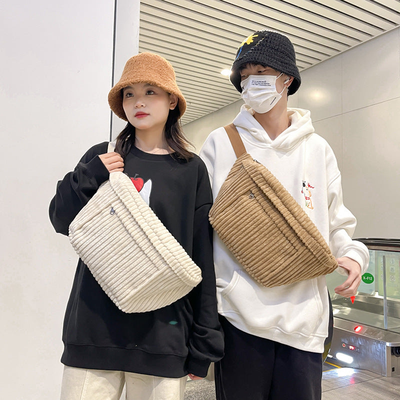 Men's Large Capacity College Style Simple Corduroy Bags