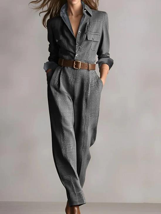 Women's Autumn Classic Retro Plaid Cargo Overalls Jumpsuits