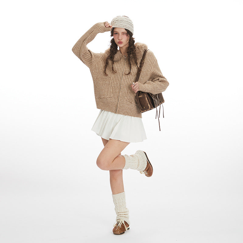 Women's New Fur Collar Hood Base Sweaters