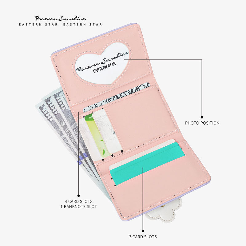 Flower Snap Button Cute Fashion Leather Ladies Wallets