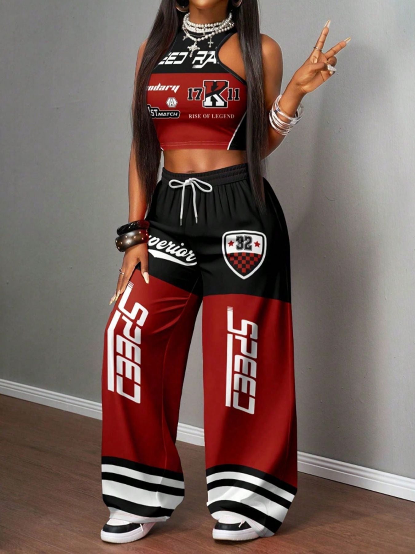 Hot Hip Hop Sports Street Printing Wide Fashion Casual Suit