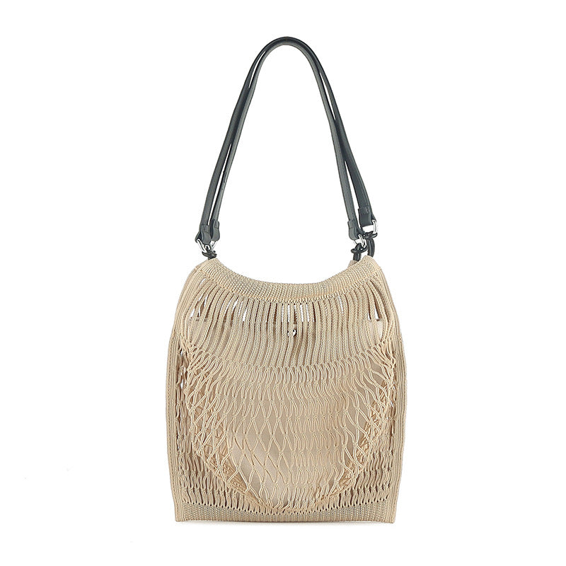 Fashion Medium Mesh Pocket Concave Shape Tote Bags