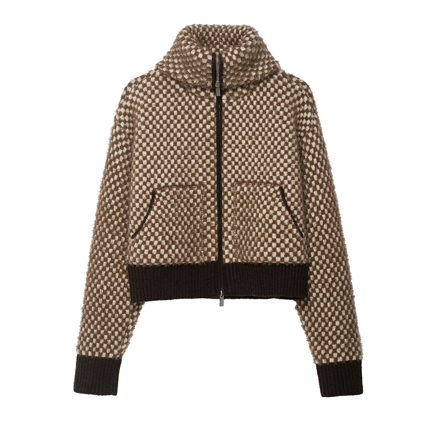 Women's Fashion Casual Patchwork Knitted Bomber Jackets