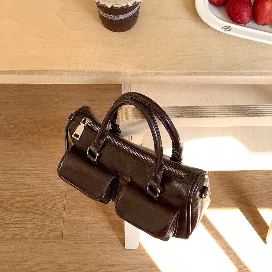 Women's Hand Carrying Leather Texture Simple Korean Handbags