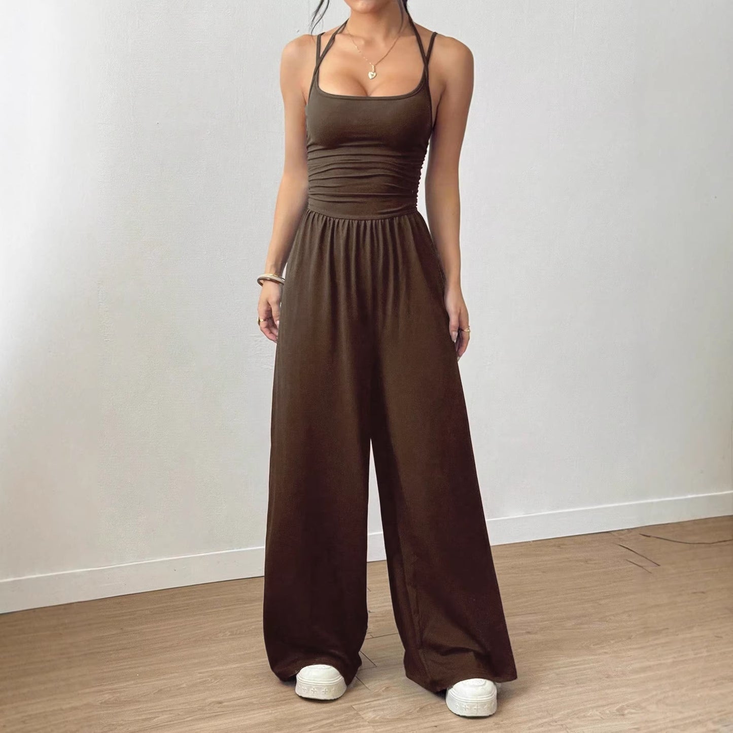 Women's Casual Summer Wide Leg Loose Wrapped Jumpsuits