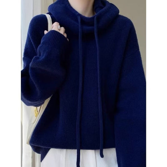 Women's European Goods Woolen Hooded Thickened Idle Sweaters
