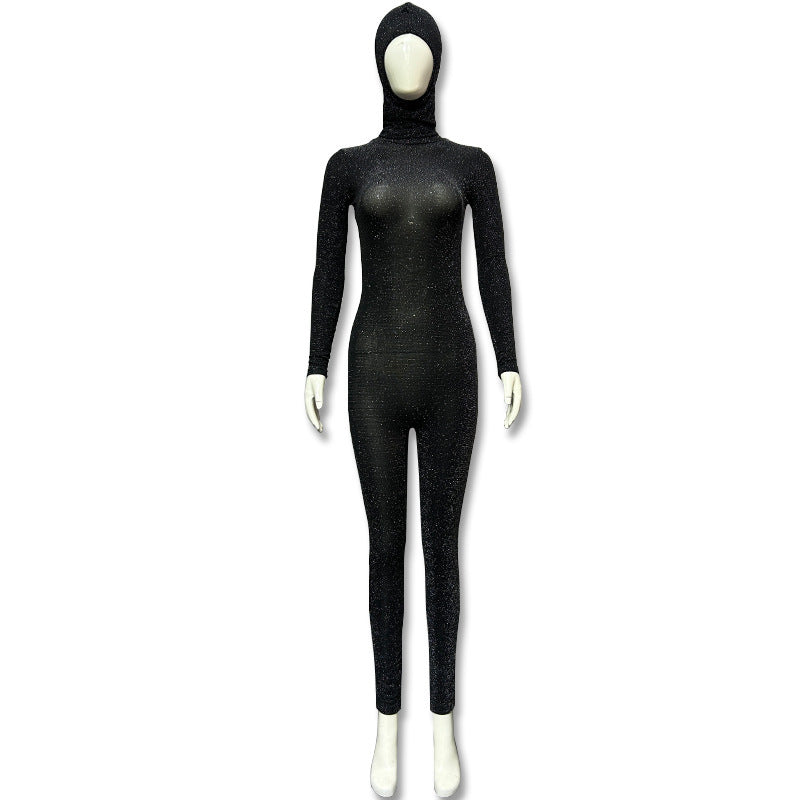 Collar Flash Backless Sexy Long Sleeve Women's Jumpsuit/clothing