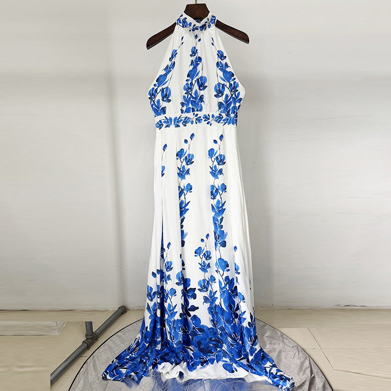 Fashion Printed Casual Vacation Dress Halter Dresses