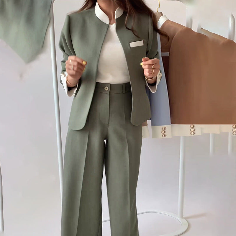 Women's Commute Leisure Temperament Color Matching Trousers Jackets