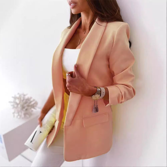Autumn Solid Color Long Sleeve Ladies Small Suit