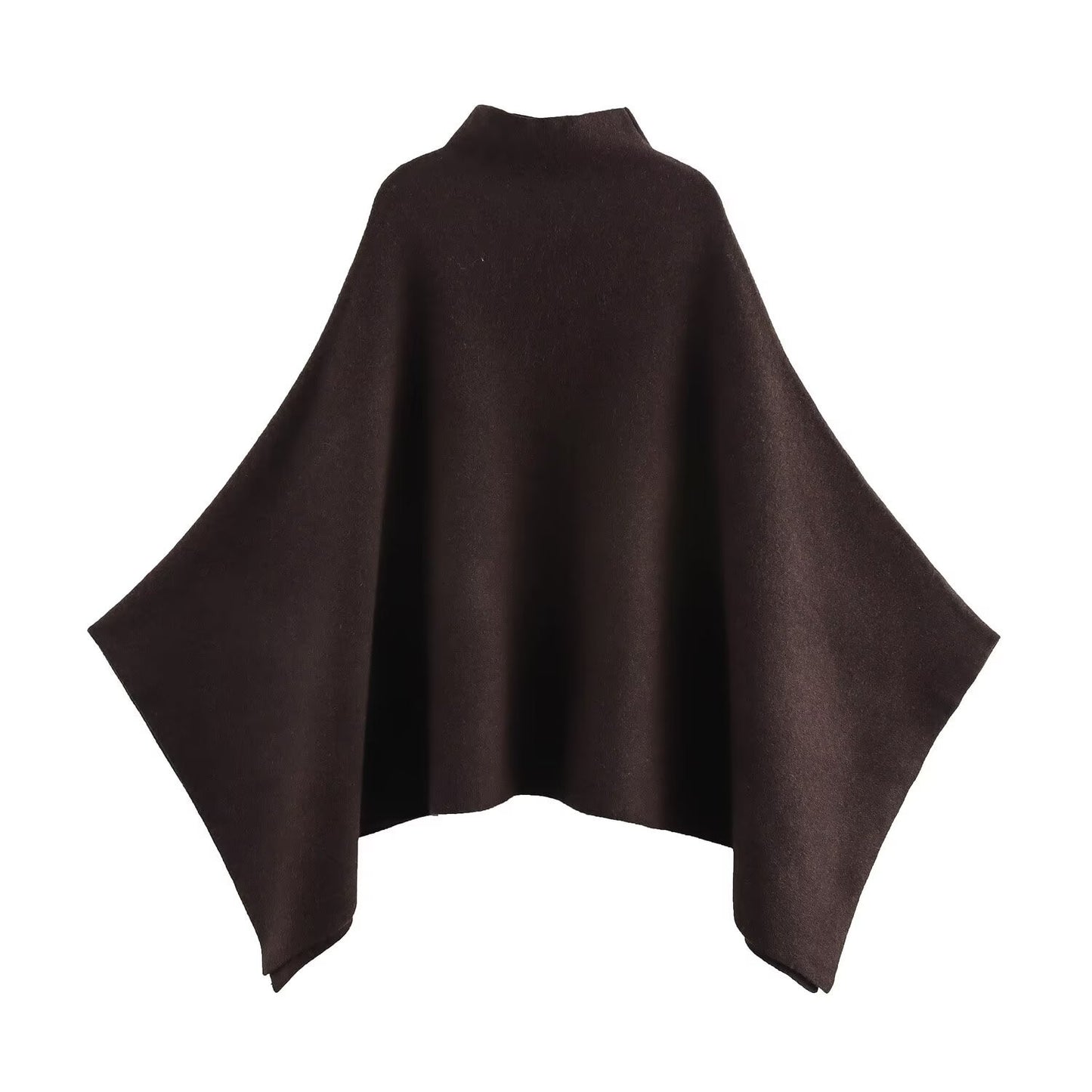 Asymmetric Half Turtleneck Pullover Knitting Cape Coats