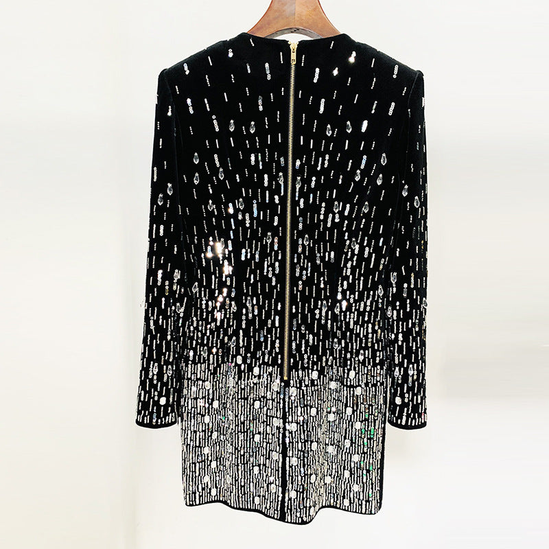 Fashion Bead Sequined Long Sleeve Dress Dresses