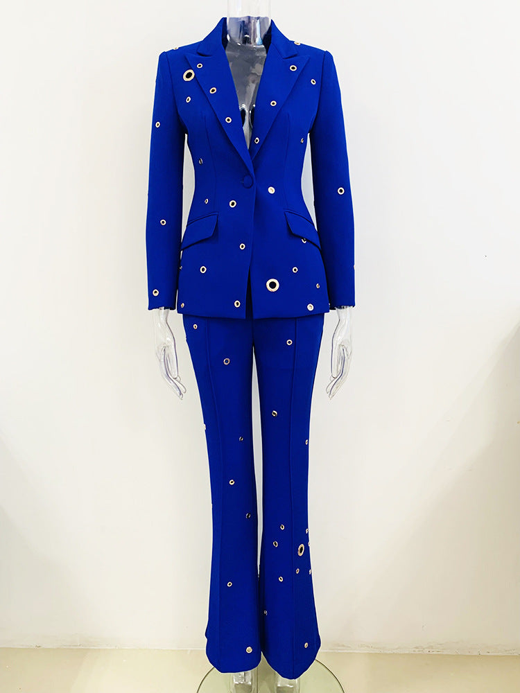 Metal Hole One Button Trousers Two Fashion Casual Suit