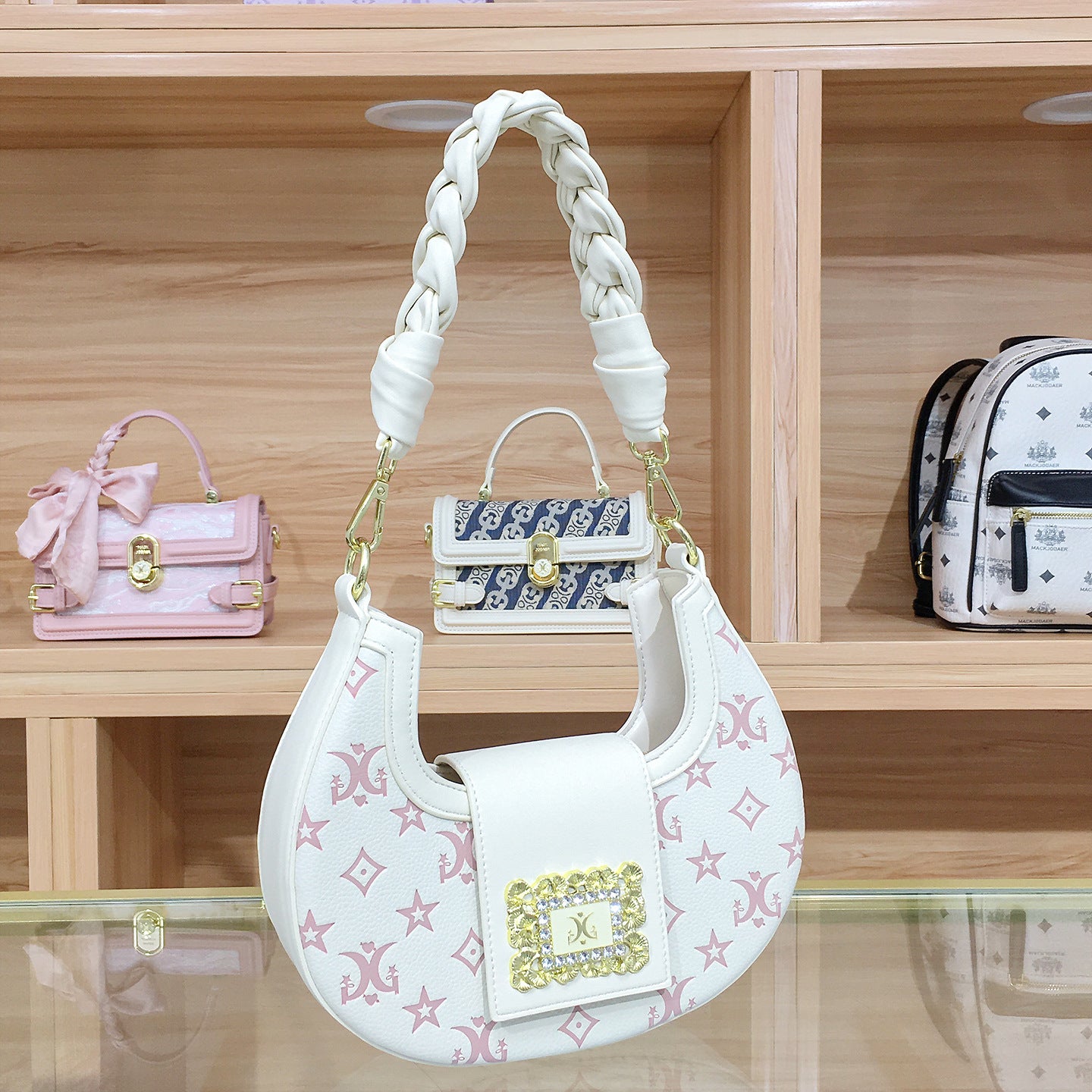 Twist Weave Crescent Autumn Niche Printed Armpit Bags