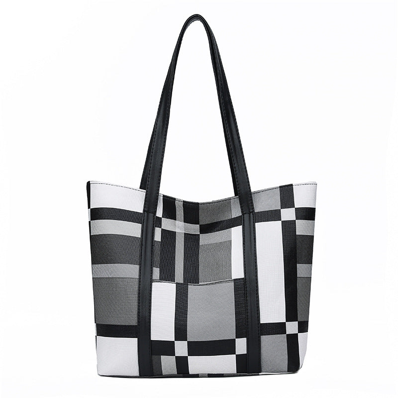 Women's Fashion Korean Large Capacity Plaid Big Shoulder Bags