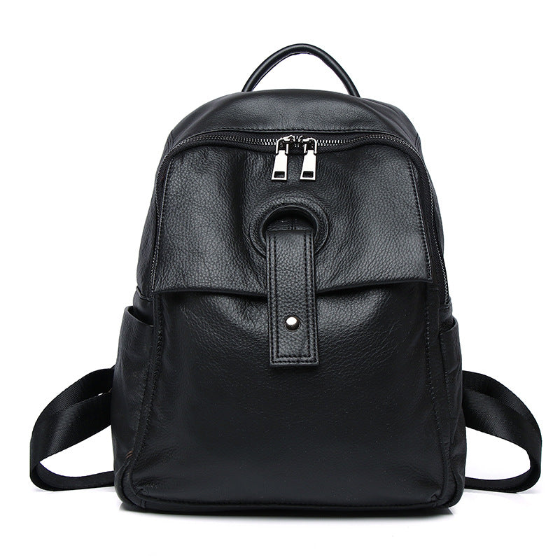 Women's Top Layer Leather Fashion Large Capacity Backpacks