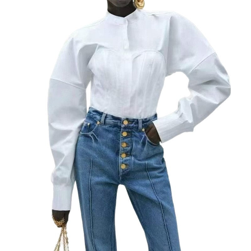 Women's Fashion Waist Slimming High-grade Design Shirt Blouses