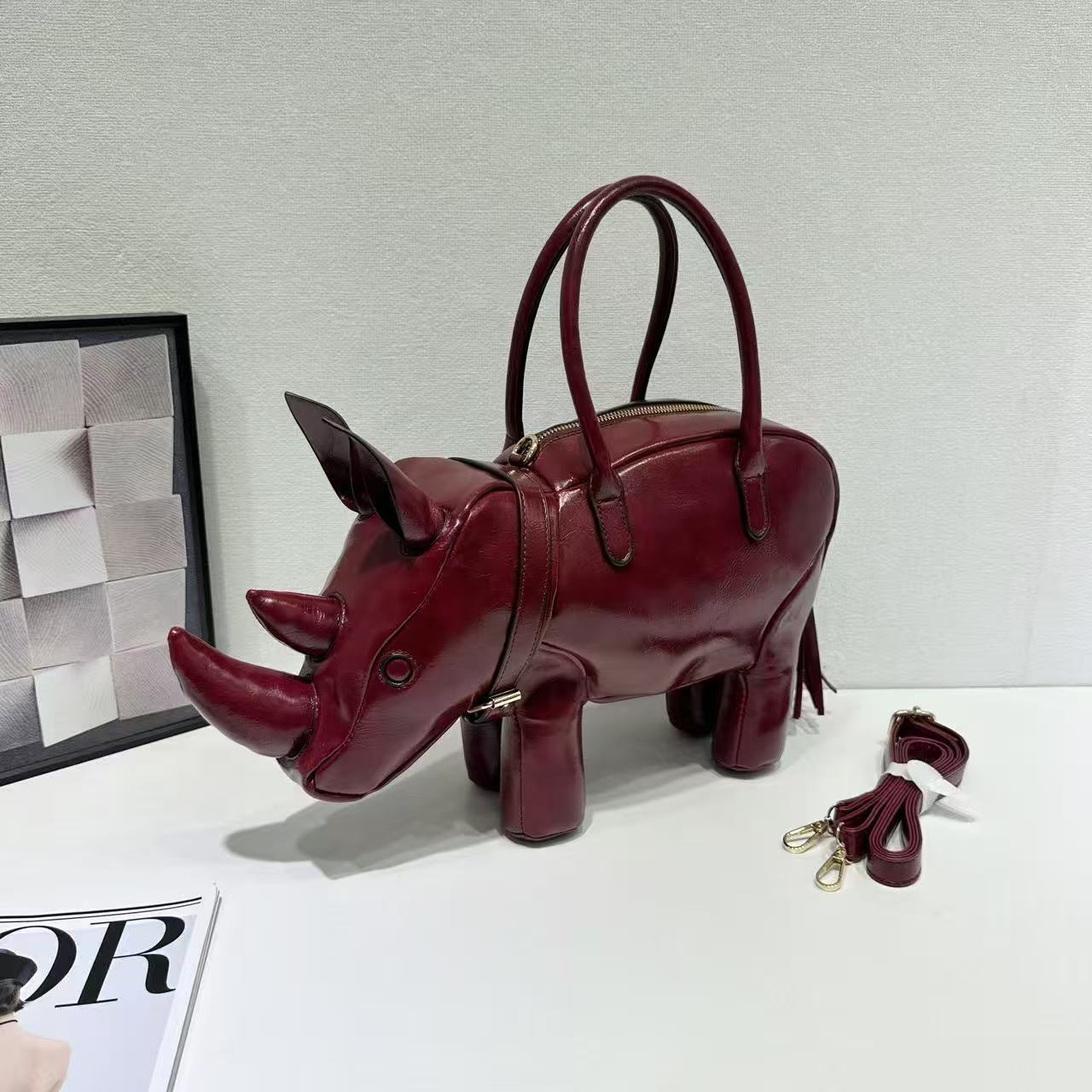 Popular Creative Funny Animals Rhinoceros Shape Handbags