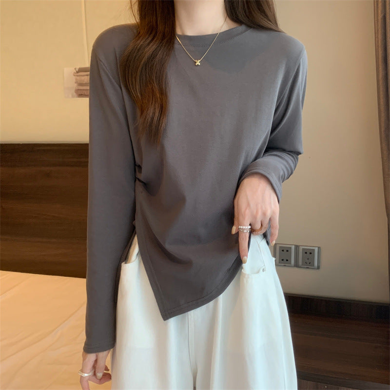 Women's Design Long-sleeved Solid Color Small Bottoming Shirt Women's T-shirt
