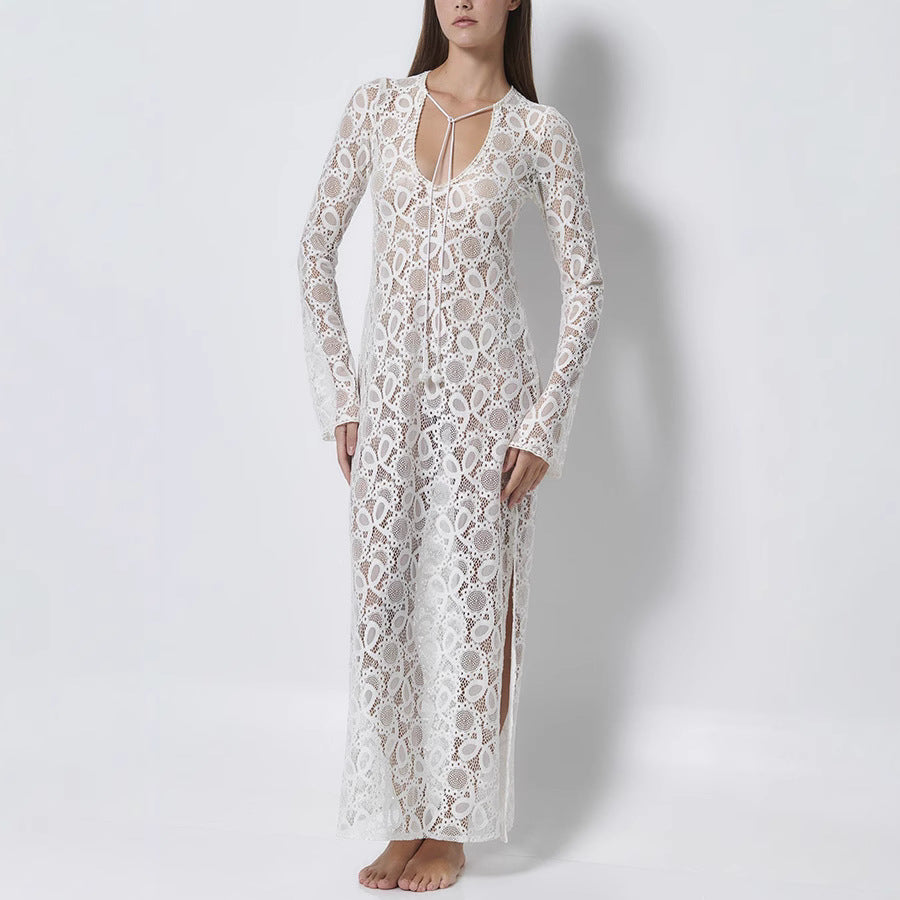 Long Sleeve Dress Loose Vacation Split Dresses