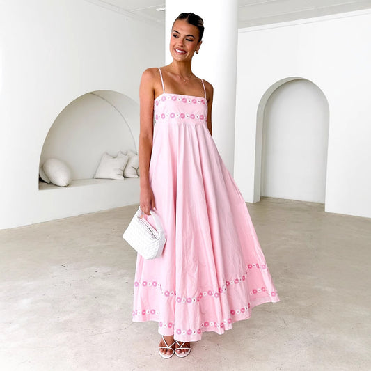 Women's Beautiful Suspender Dress Printed Long Dresses