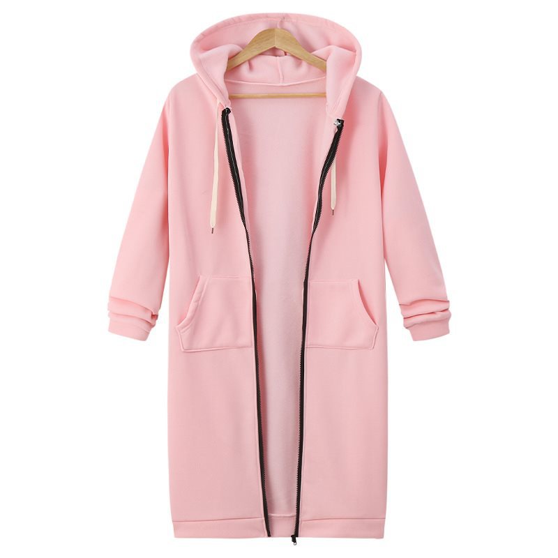 Women's Fleece Pullover Long Hooded Sleeve Mid-length Women's Sweater, Sweater