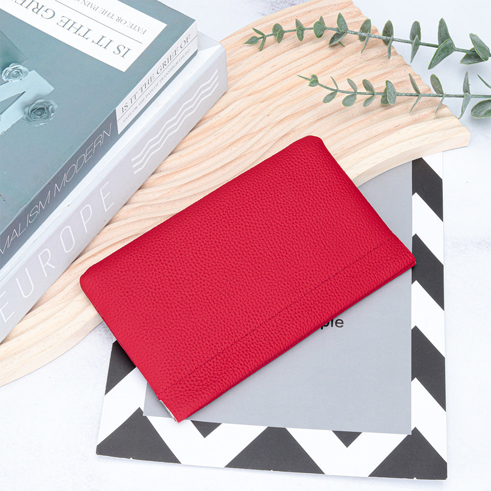 First Layer Cowhide Lady's Simple Long Automatic Closure Ladies Wallets