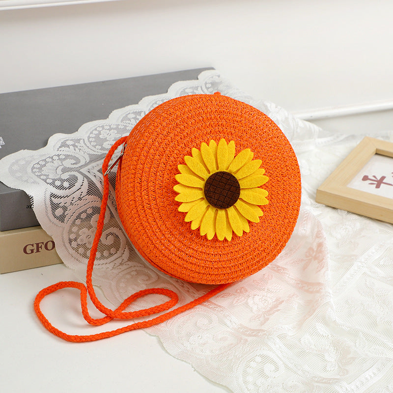 Summer Seaside Flower Straw Hand-woven Female Phone Bags