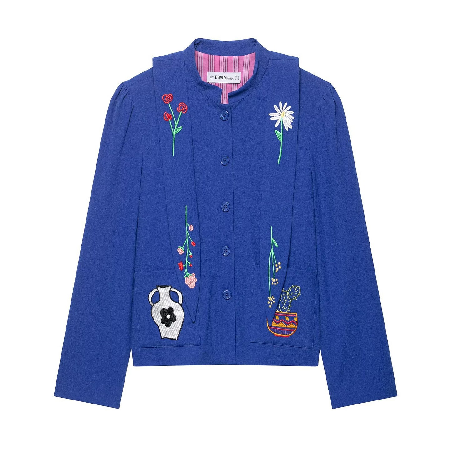Women's Fashion Casual Polo Collar Embroidered Knitted Coats