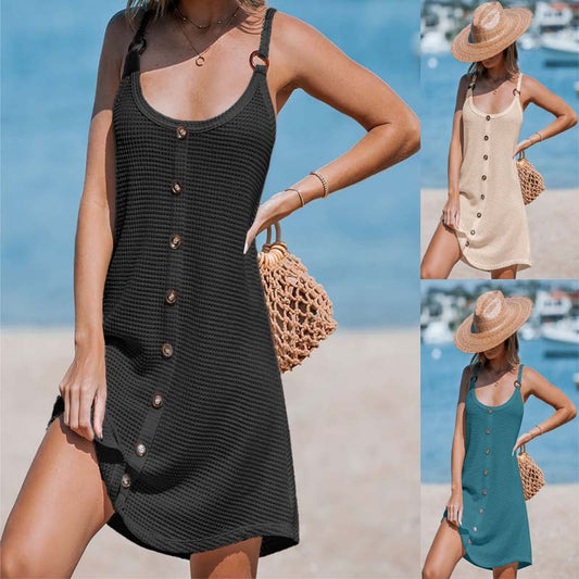 Women's Sleeveless Sexy Suspenders Pullover Button Vests
