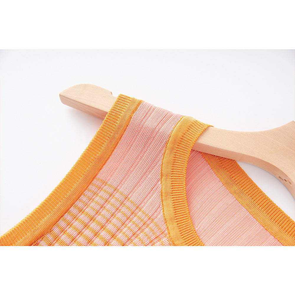 Summer Sleeveless Jumper Dress Gradient Rainbow Three-color Dresses