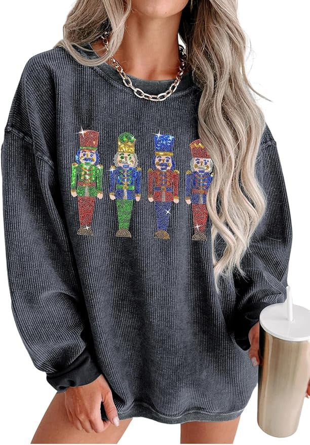 Women's Autumn Loose Round Neck Sequins Mid-length Sweaters