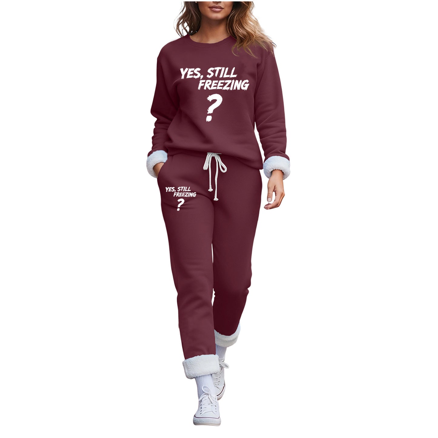 Trendy Fleece-lined Thermal Base Printing Series Women's Sweater, Sweater