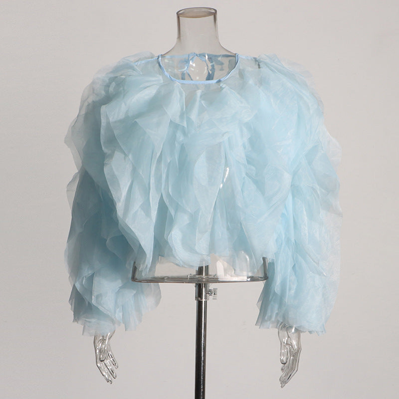 Women's Spring Cool Long Sleeve Layered Ruffled Blouses